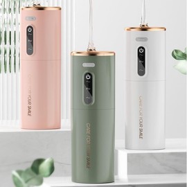 Water Flosser, Cordless Portable Oral Irrigator, Five Nozzles, 3 Modes of Adjustment, Water Molecule Bubbles, 280ml Water Tank - Color: Green