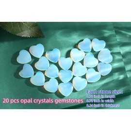 XIANNVXI Pack of 20 Crystal Heart Stones Opal Crystal Love Palm Bag Stone Gemstones Healing Stones Hearts Crystal Stones for Healing Meditation