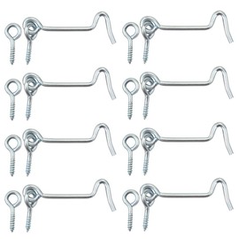 yeabwps 8 Pcs 2 inches Cabin Hook Eye Latch Gate Door Swivel Window Door Hook with Mounting Screws (Sliver, 2 inches)