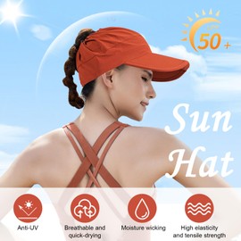 TAGVO Baseball Cap Women's Summer Sun Visor Quick Drying Baseball Cap, UV Protection, Lightweight, Foldable, Breathable Running Sports Cap, Ponytail Adjustable Baseball Cap, Golf Cap for Outdoor Use