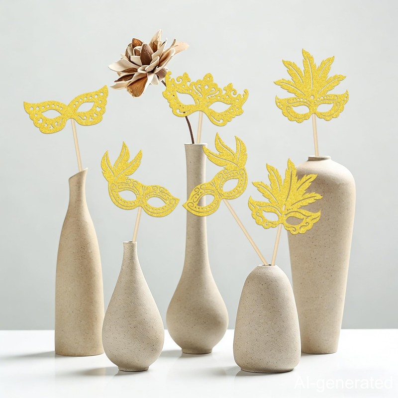 12 Pcs Masquerade Mask Centerpiece Sticks - Masquerade Mask Party