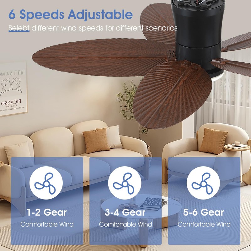 Surtime Palm Leaf Ceiling Fans with Lights-42 Tropical Ceiling Fan