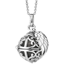 Engelsrufer Women's Sterling Silver Wing Pendant with Interchangeable Chime Ball Pendant - Nickel Free, Sterling Silver, No Gemstone