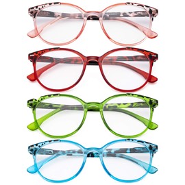 Eyekepper 4 Pack Ladies Reading Glasses - Oversize Round Stylish Readers for Women Reading +1.75