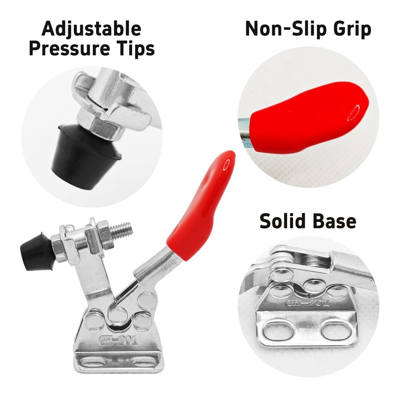 Runseaway 5Pcs Toggle Clamp 201A, 60 lbs Holding Capacity, Anti-Slip