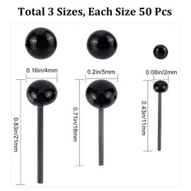 GORGECRAFT 150 Pieces 3 Sizes Dolls Glass Safety Eyes Craft Doll Button Black Eyes Filled Crochet Eyeball Mini Safety Eyes for Clay Figures Wool Needle Felting Bears