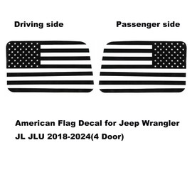Zxiaochun Rear Window American Flag Decal Compatible with Jeep Wrangler JL JLU 2018-2024 2025 2026 4-Door, Precut Back Side Window Glass USA Flag Vinyl Sticker Exterior Accessories (Matte Black)