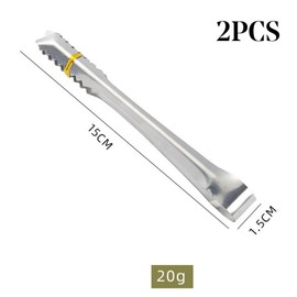2 Pcs Stainless Steel Ice Tongs Perfect for Home Bar, Pubs & Restaurants (Silver Polished Stainless Steel)