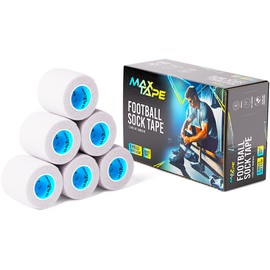 Max Tape White Cohesive Bandage Football Sock Tape, Shin Pad Tape 5cm x 4.5m Box of 6
