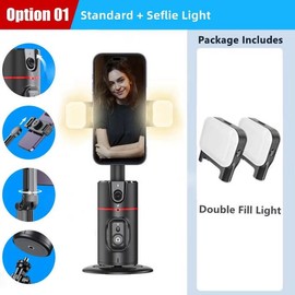 360 Rotation Gimbal Tripod 1.5M Selfie Stick and Light Stabilizer Selfie Desktop Face Tracking for Tiktok Smart Phone