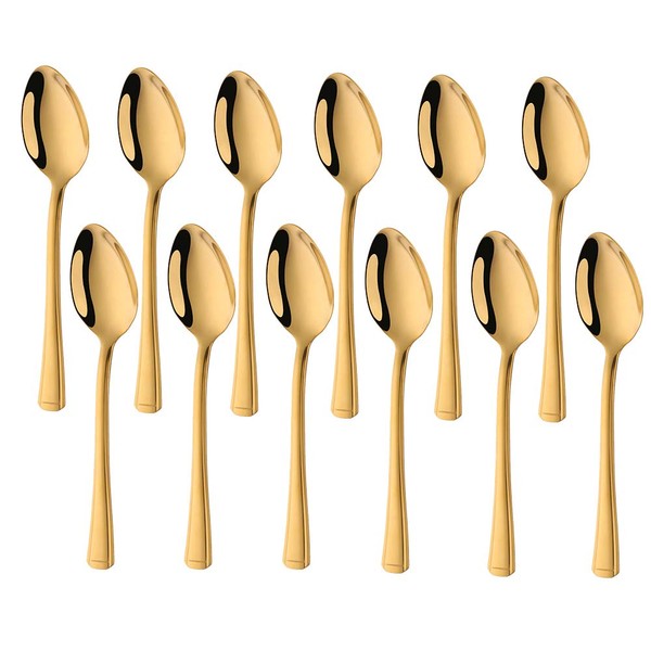 Buyer Star Gold Stainless Steel Tea Spoons for Hot Chocolate Appetizer Ice Cream 5.63 Inch (Pack of 12)
