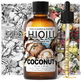 HIQILI Coconut Fragrance Oil for Home Diffuser, Ideal for Making Candle, Soap, Body Spray, Women's Perfume, Creamy Scents - 1 Fl Oz