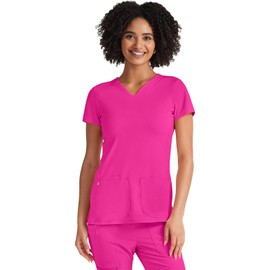 HeartSoul Scrubs for Women V-Neck Medical Top with Moisture Wicking and 360° Stretch Technology - 20710, M, Flamingo