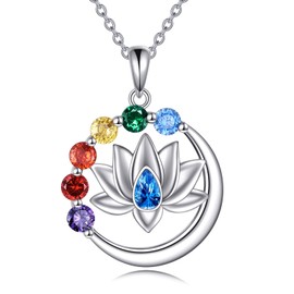 YAFEINI Chakra Chains for Women Sterling Silver Tree of Life Guardian Angel Wings Butterfly Cross Necklace Mother's Day Gift for Women Girls, Sterling Silver, Cubic Zirconia