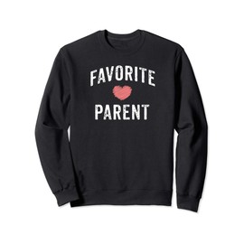 Favorite Parent White Pink Vintage Distressed Design Heart Sweatshirt