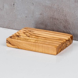 Soap Dish Approx. 12 x 8 cm Olive Wood Ribbed Soap Holder Bathroom Accessories Wood Natural Unique Bathroom Soap Dish