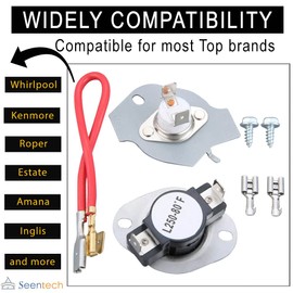 Seentech 279816 Dryer Thermal Cut-Off Kit – Compatible with Whirlpool Kenmore May-tag Amana Dryers – Replaces 3977393 3399848 AP3094244 PS334299 NED4655EW1 WED6200SW1 NED4600YQ0 NED4600YQ1
