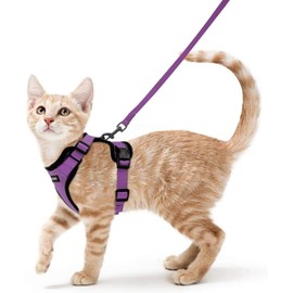 Rabbit goo cat harness with lead, escape proof cat lead, kitten puppy harness adjustable cat harness soft chest harness for cats small dogs rabbits reflective stripe cat vest