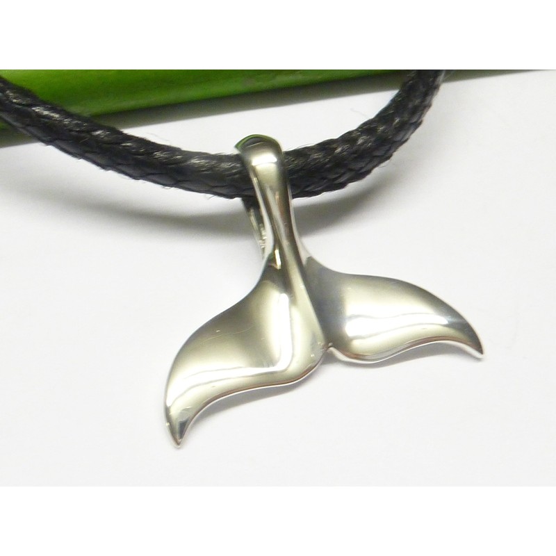 Silver Whale Fin Pendant Sterling Silver Animal Rights Protection Unisex,