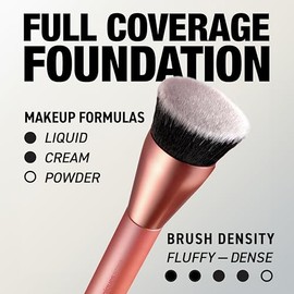 REAL TECHNIQUES, Glow Round Base Brush, Brocha de Maquillaje, Ideal para Bases Líquidas y en Crema, Efecto Aerógrafo
