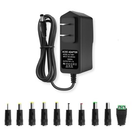 9V DC Power Supply 1A AC Adapter, 100-240V 50/60Hz to 9 Volts 1Amp Transformer, DC 9V Power Cord, 5.5mm x 2.5mm Plug & 10 Tips