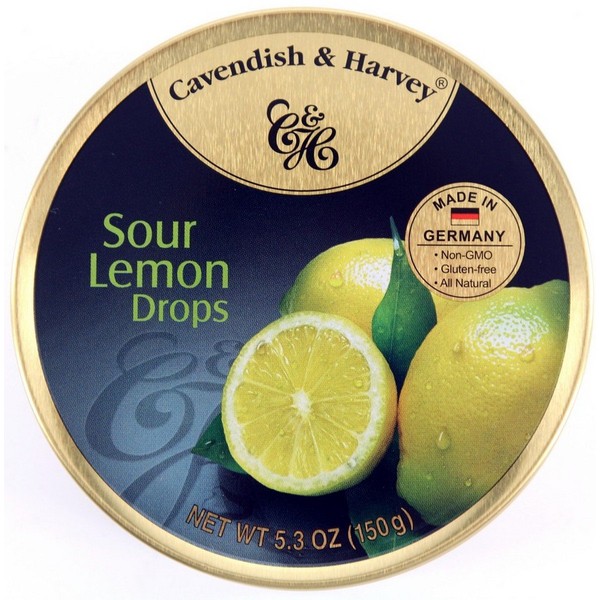 4 Pack Cavendish & Harvey Hard Candy Drops 5.3-ounce Tins (Sour Lemon)