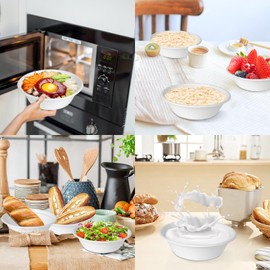 VEIZEDD 100Pack 32 oz Paper Bowls, Disposable Compostable Bowls Heavy Duty, Biodegradable Sugarcane Bowls Bulk for Hot Soup, Salad, Party (White)