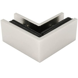 Square 90 Degree Brass Glass to Glass Clamp Sleeve Over Shower Door Glass Clamp for 5/16" to 1/2" (8 to 12 mm) Glass Thickness (Satin Brush Finish)