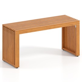 Tangkula Patio Acacia Wood Bench, 36” Outdoor All-Slat Wood Bench for 2 People, 800 lbs Capacity, Outdoor Backless Seating Furniture for Park, Garden, Yard, Porch (1,Teak)