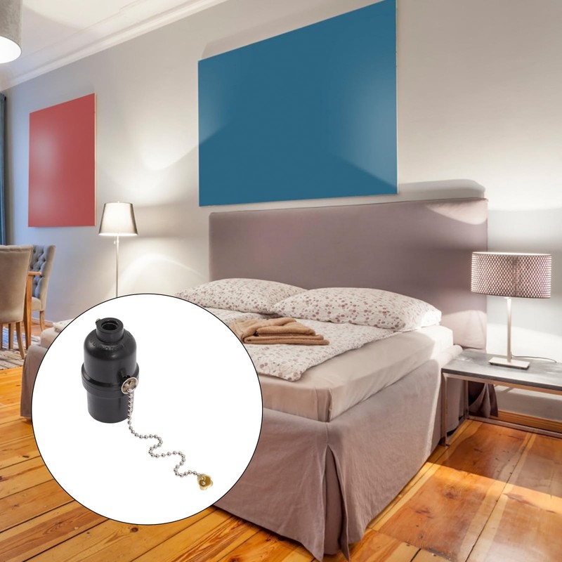HOMSFOU E27 Lamp Holder with Drawstring - Change Pull Chain,