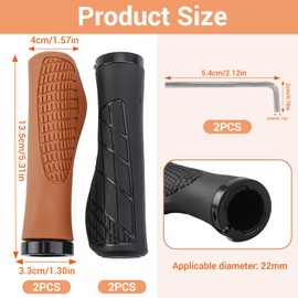 TPTGIAR 2 Pairs of Bicycle Grips, Non-Slip MTB Grips, Ergonomic Bicycle Grips for Diameter 22 mm, Rubber Handlebar Grips Bicycle for MTB, Trekking Bike, City Bike, Road Bike (Brown, Black)