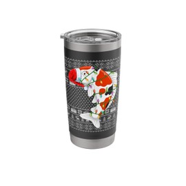 Ugly Xmas Lighting Santa Hat Koi Fish Christmas Stainless Steel Insulated Tumbler