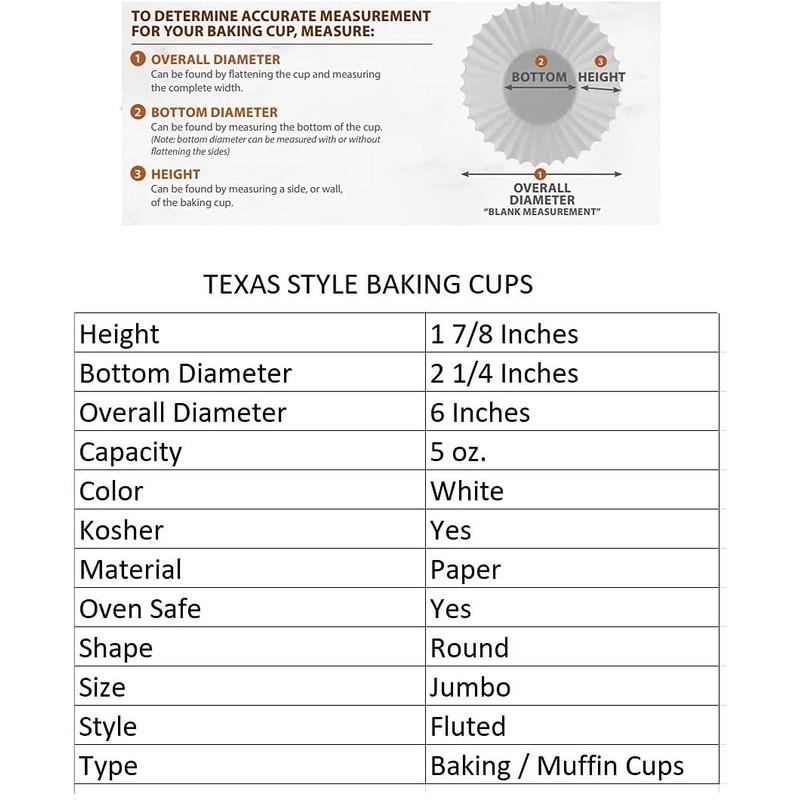 Oasis Supply Jumbo Baking & Muffin Cups, White, Disposable, Everyday