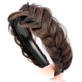 BOBIYA Wide Braided Headband with Teeth Braid Headbands With Teeth for Women Braided Hair Headbands with Tooth (Copper Brown)