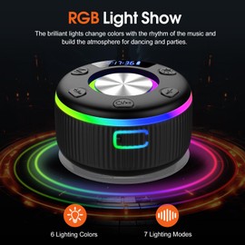 PRSCFUM Bluetooth Shower Speaker, Portable Bluetooth Speaker Wireless with Time Display, 2024 IPX7 Waterproof Speaker with RGB Lights, Stereo Bass, Mini Speaker for Bathroom, Party, Travel, Outdoor