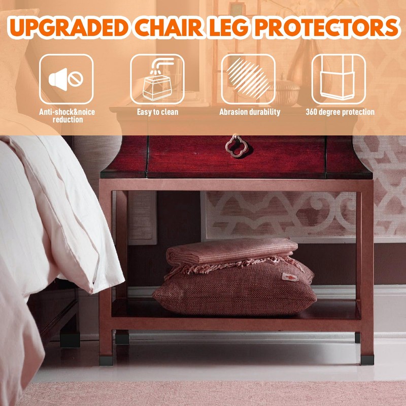 Rectangle Chair Leg Protectors for Hardwood Floors,Black,0.75 x 1.5