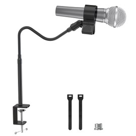ZealSound Microphone Arm, 19inch compact Mic stand, Flexible desk mic arm with Upgraded Spring Microphone Clip Holder, Metal 3/8" to 5/8" Screw Adapter for Blue Yeti and More Mics