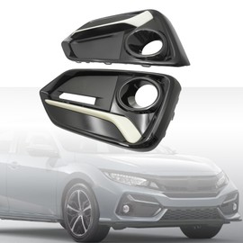 GXARTS 2PCS Black Left and Right Side Front Bumper Fog Light Covers Compatible with Honda Civic 5 Door Hatchback 2017-2021