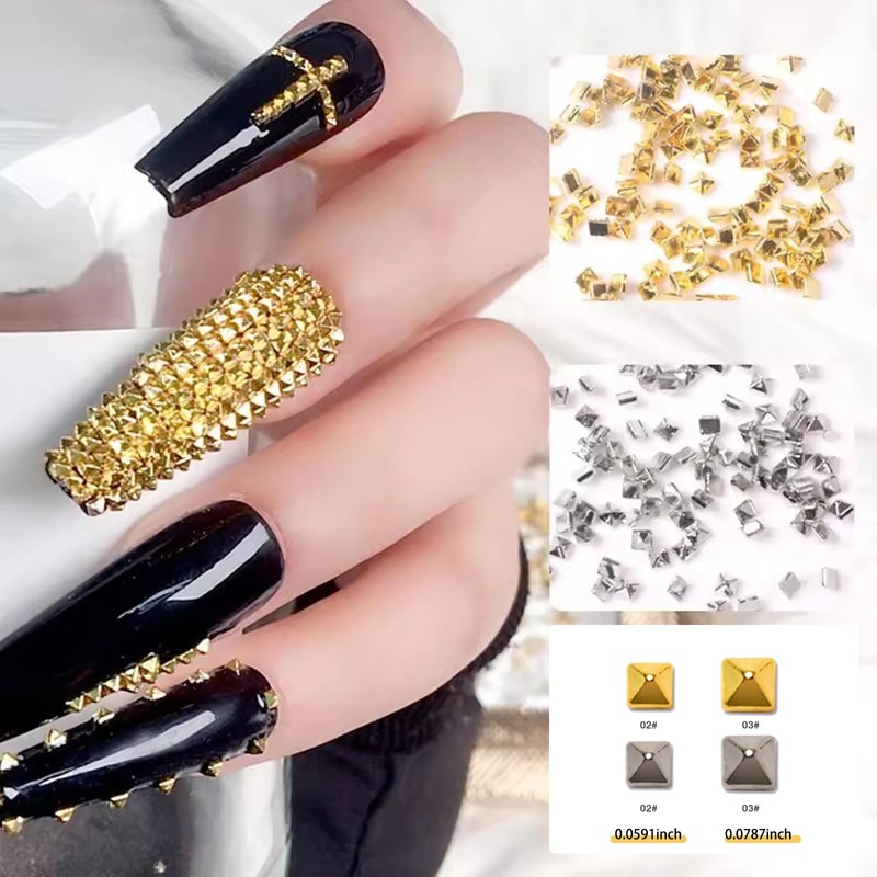 XEAOHESY 800 Pieces Gold Silver Spire Nail Studs Spike Nail