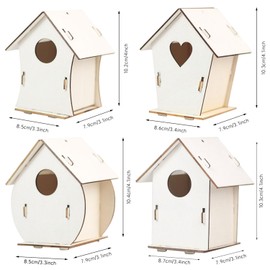 DIY Bird House Kit for Children, 2 Pieces Bird House for Painting for Children, Bird House Building Kit Children Creative Craft Kits, Wooden Bird House Puzzle Making Set, DIY Birdhouse, Bird House for