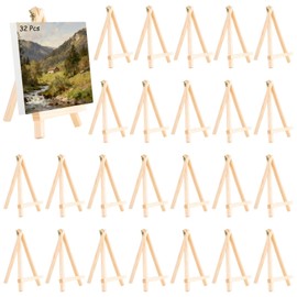 32 Pcs 9" Wood Small Easels - Wooden Mini Paint Easel Stands for Canvas Painting, Tabletop Display Tripods, Adjustable Frame Stands for Art Canvas, Weddings, Parties, Exhibitions