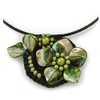 Avalaya Green Shades Shell Flower Flex Wire Choker Necklace -