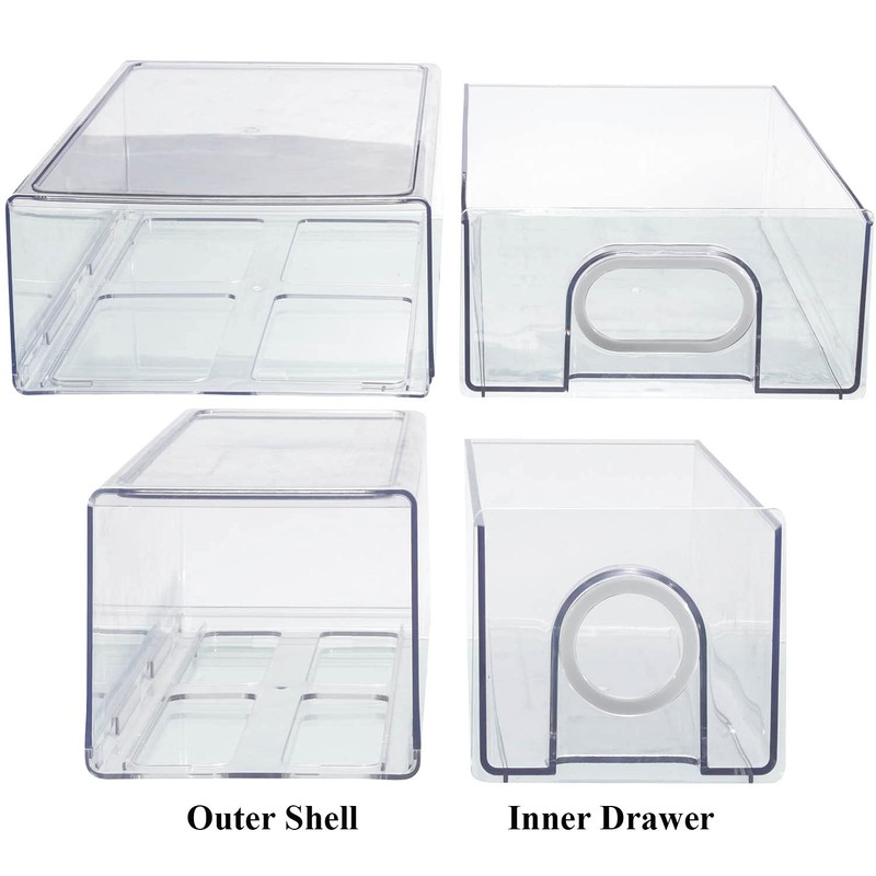 6 PCS Refrigerator Organizers And Storage Stackable Storage Drawers, Large