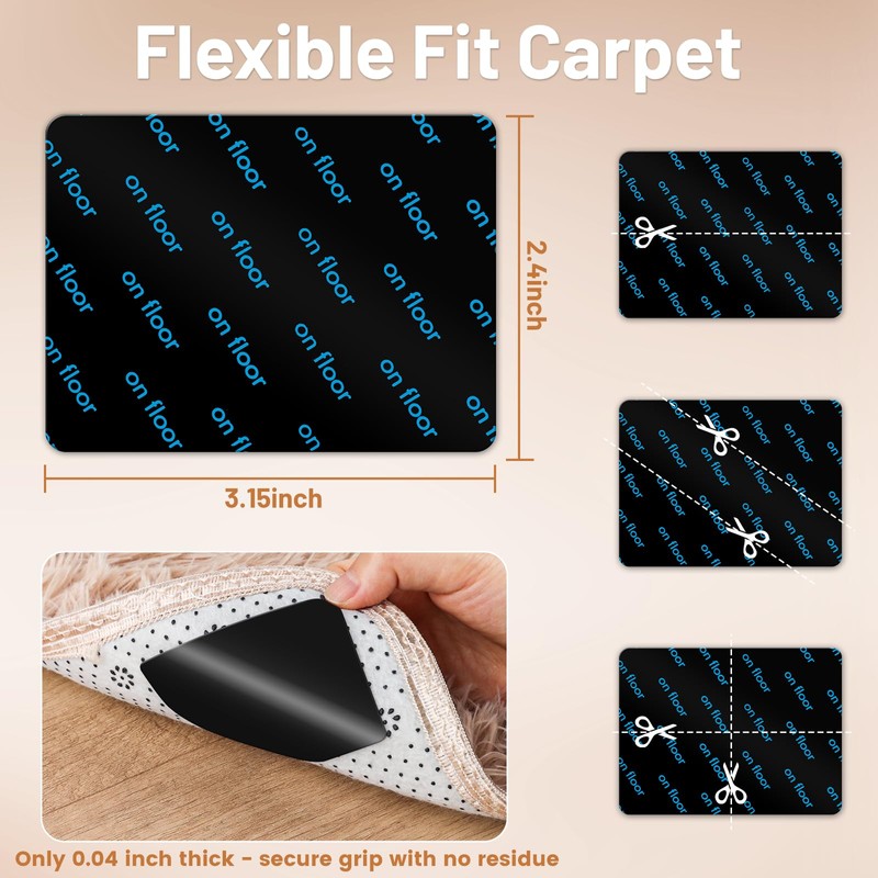 elzle Antiscivolo per Tappeti, 16 Pezzi Tappeto Gripper, Lavabili e