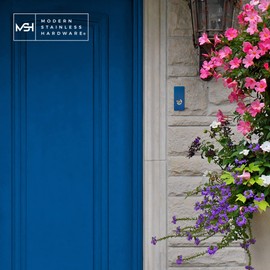 MSH Modern Stainless Hardware Model R7 Blue Doorbells, R-Series Anodized Aluminum Doorbells 1.37” x 3.14” x 5/32”