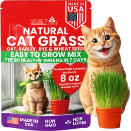 NatureZ Edge Premium Cat Grass Seeds for Indoor Cats, Non GMO - 1/2 lb Oat, Wheat, Barley & Rye Grass for Indoor Cats, Cat Plant, Kitty Lawn, Pet Grass, Hierba para Gatos, Made in USA