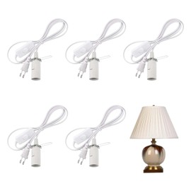 LNGJIN Set of 5 E14 Lamp Sockets, Lamp Holder with Cable 1.8 m, Lamp Socket with Cable and Switch, E14 Socket, Cable with Lamp Holder, E14 Socket White with Cable, for Chandeliers, Pendant Lamps