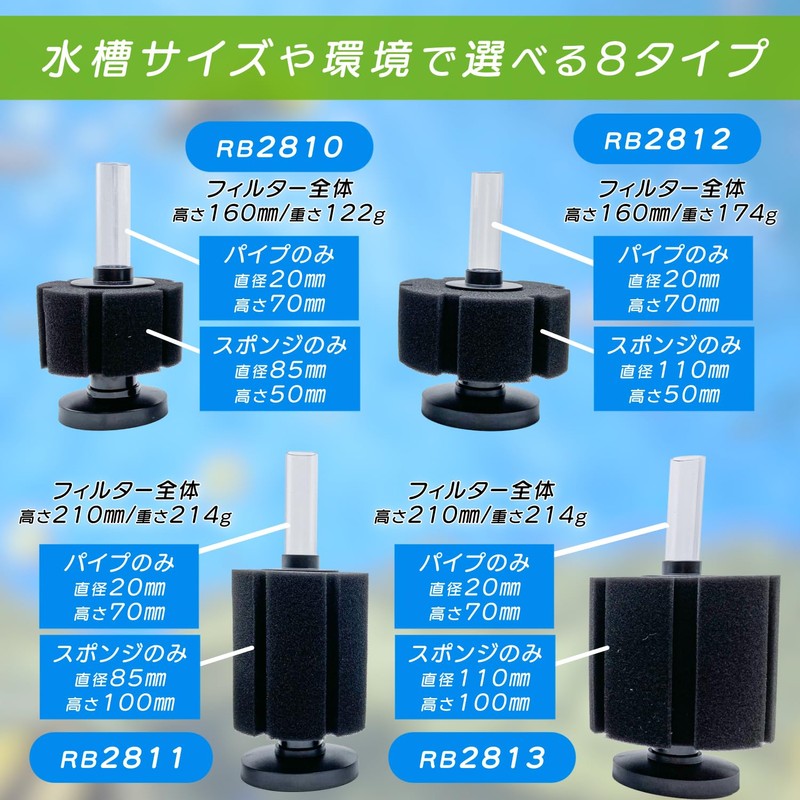 RedBeryl Sponge Filter Aquarium Casting Filtration Device (2 Body, RB2811)
