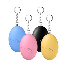 TECKNET Personal Safety Alarm for Women, 4 Pack Self Defense Keychain, 130dB Personal Alarm Loud Siren Safety Keychain for Girls Kids Elderly(Pink & Black & Yellow & Blue)