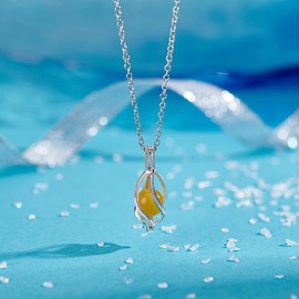 PH PandaHall 925 Sterling Silver Pearl Cage Charm Bead Holder for 8mm Pearls Gemstone Cage Pendant Hollow Spiral Locket Charm for Necklace Earrings Jewellery Making DIY Crafts